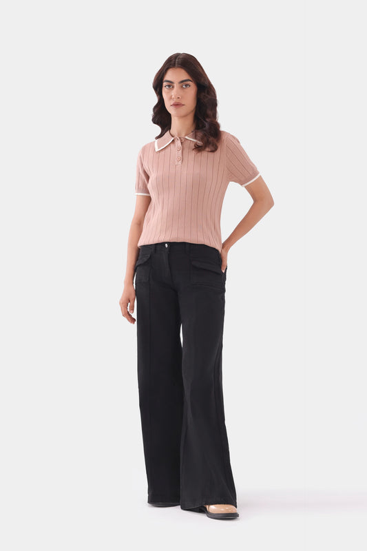 Cable Knit Polo Sweater