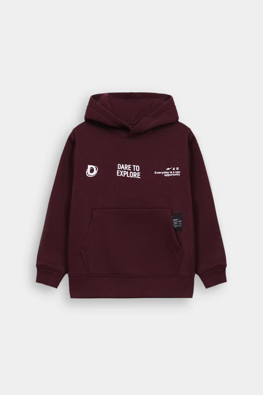 Text Print Fleece Hoodie - Cougar Clothing