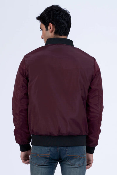 Maroon Contrast Rib Parachute Jacket