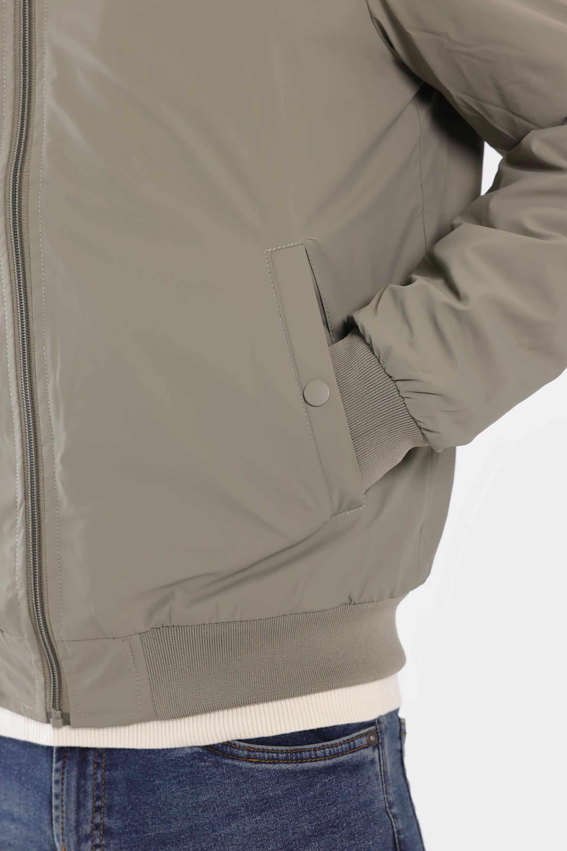 Bomber Jacket With Tonal Zip - Cougar Clothing