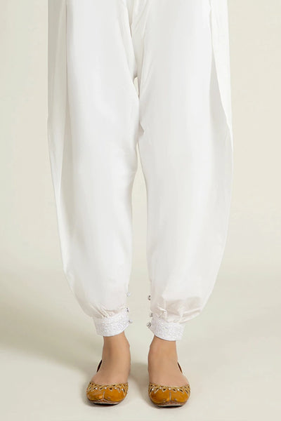 White Classic Embroidered Shalwar