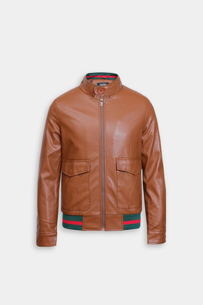 Faux Leather Jacket With Web-Details - Cougar Clothing