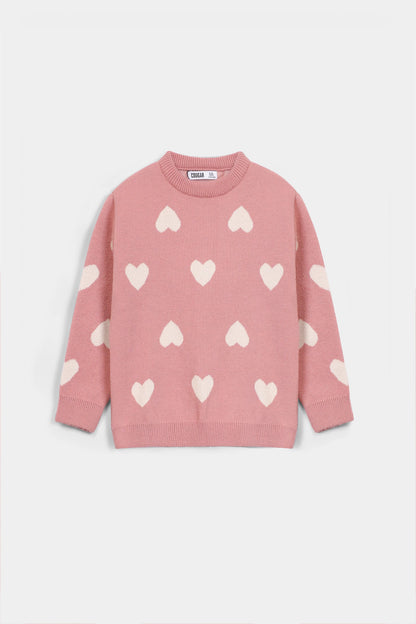 Heart Jacquard Knit Sweater