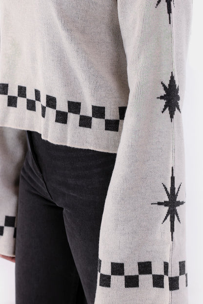 Cropped Jacquard Sweater - Cougar Clothing