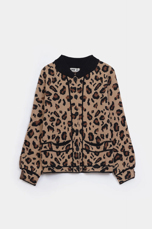Leopard Knit Cardigan - Cougar Clothing