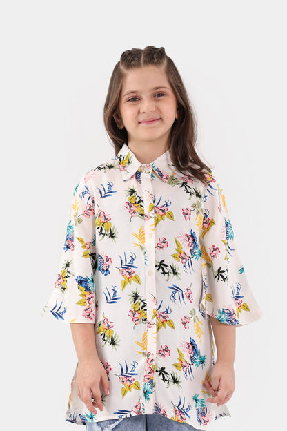 Floral Print Linen Dress - Cougar Clothing