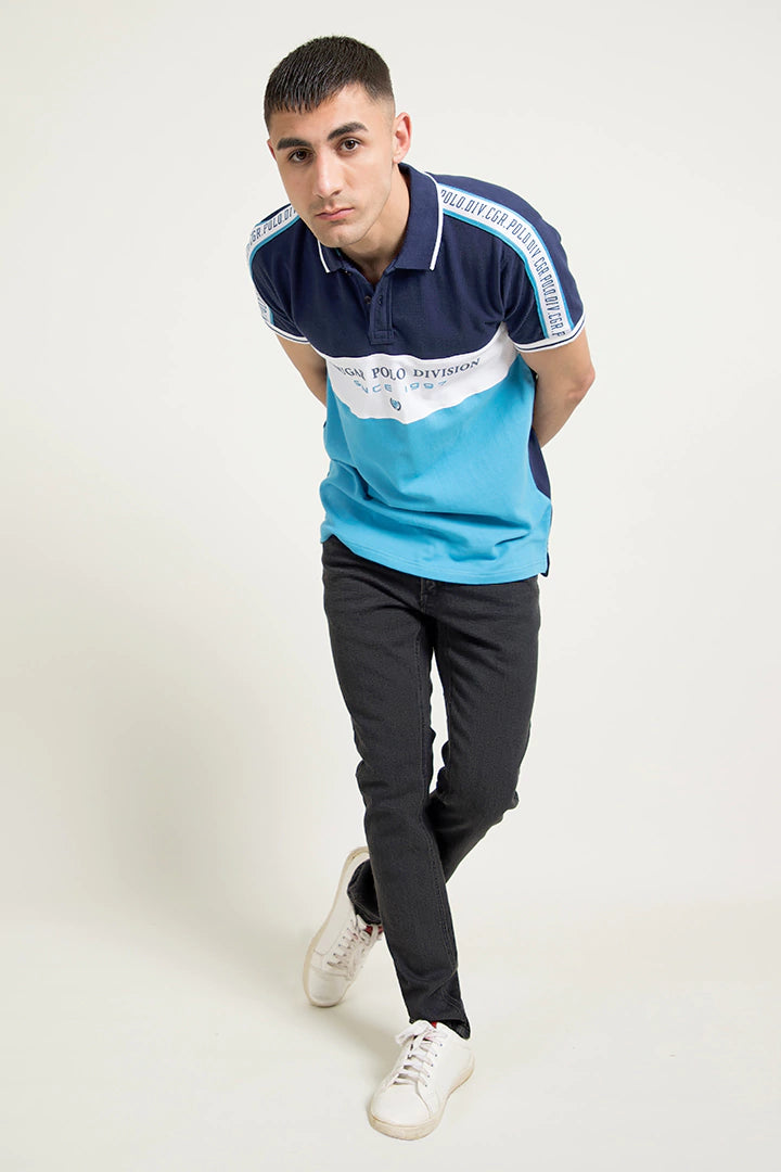 Color Block Scripted Polo