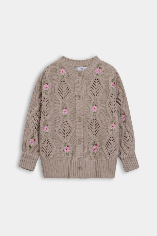 Floral Knit Open Work Cardigan - Cougar Clothing