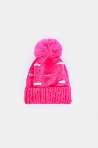 Pattern Knit Pom-Pom Beanie - Cougar Clothing