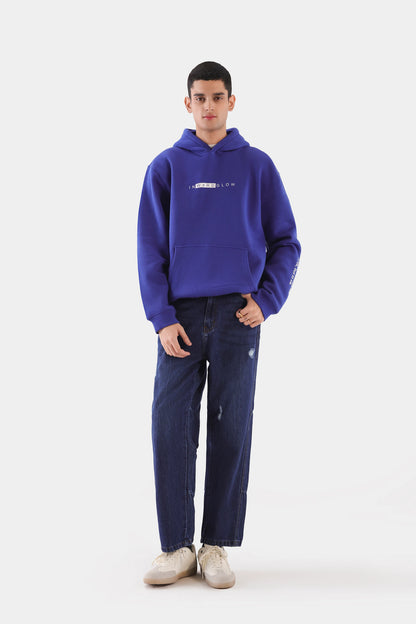 Drop-Shoulder Text Print Hoodie