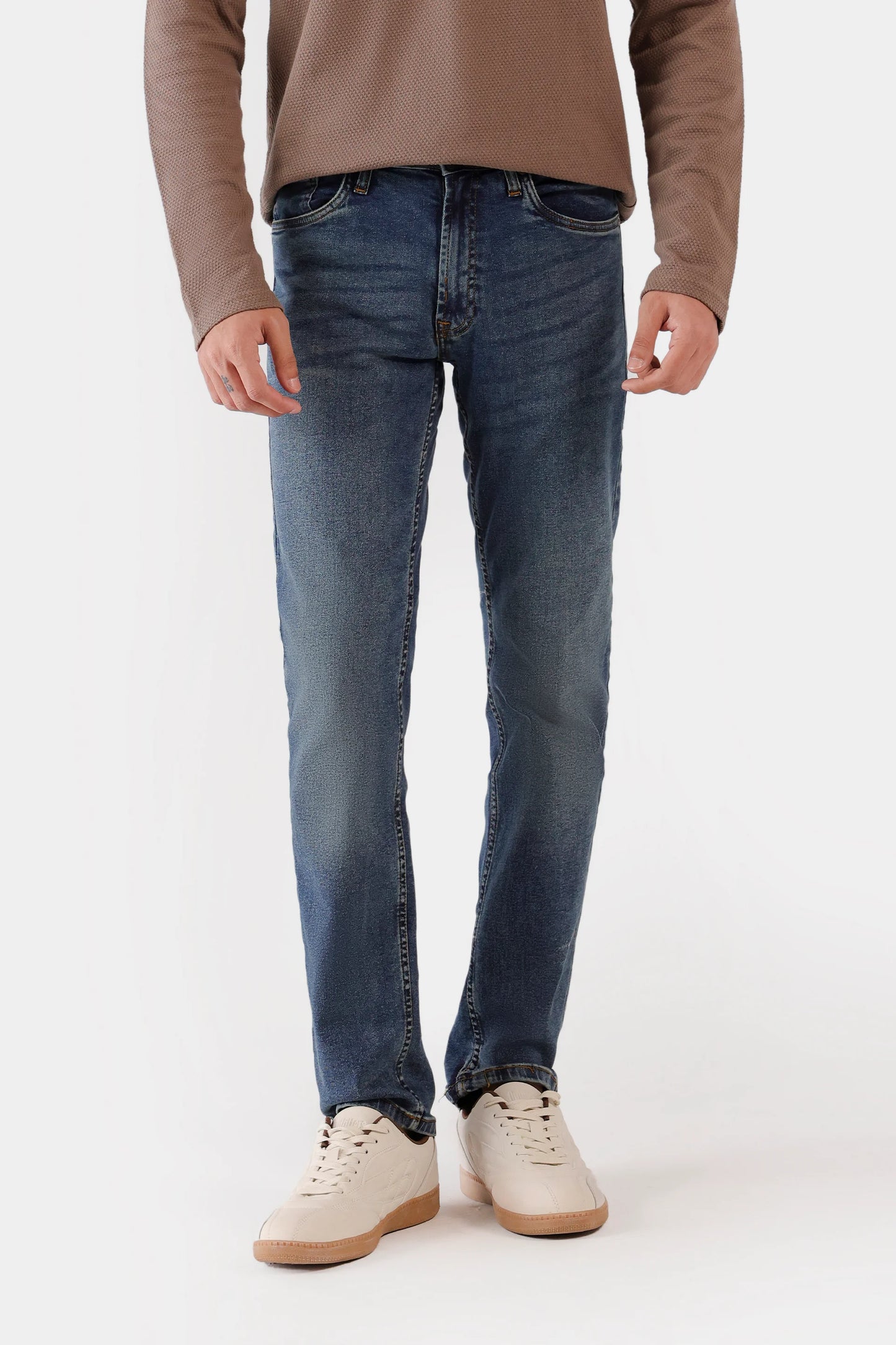 Slim Fit Jeans With Whiskers - Cougar Clothing