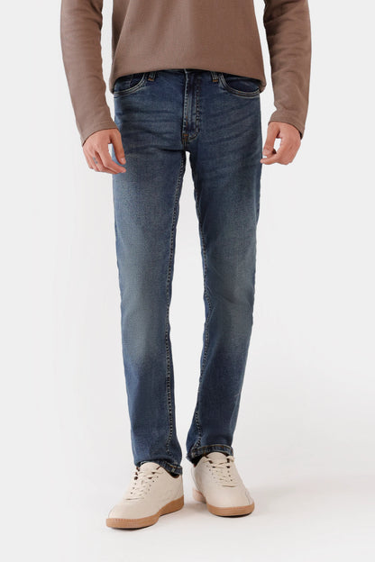 Slim Fit Jeans With Whiskers - Cougar Clothing