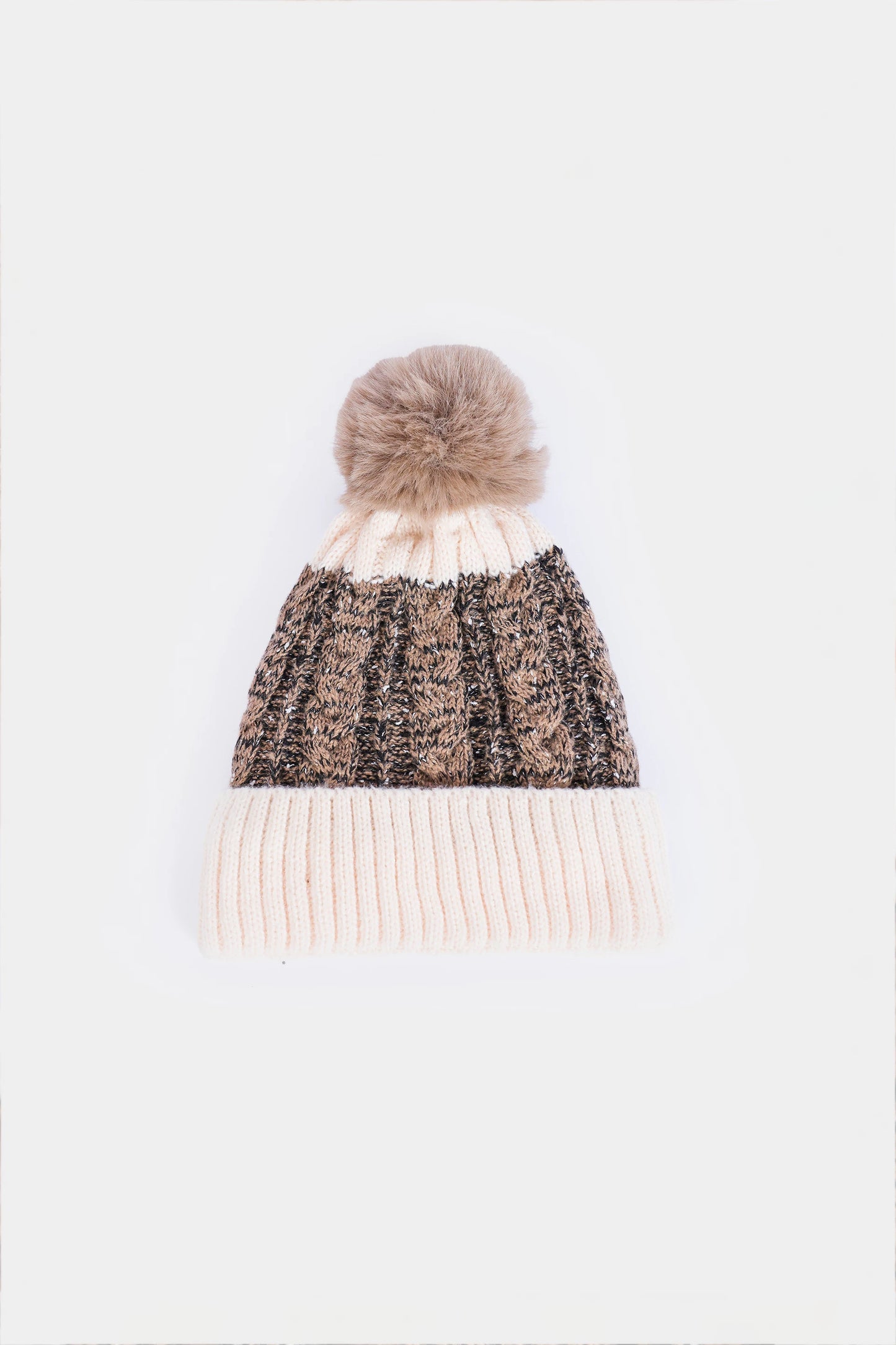 Patterned Knit Pom-Pom Beanie - Cougar Clothing