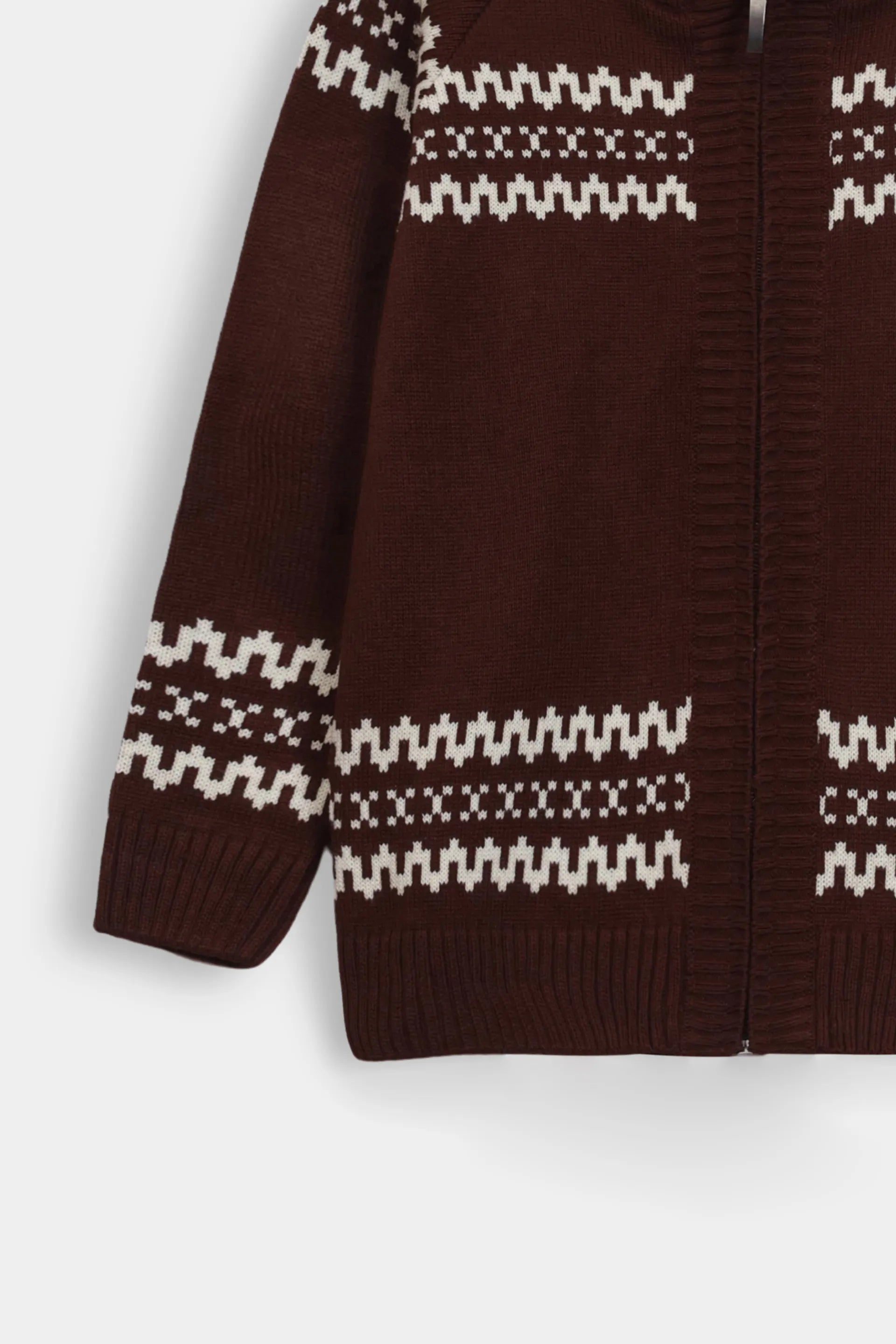 Jacquard Knit Zip-Up Cardigan - Cougar Clothing