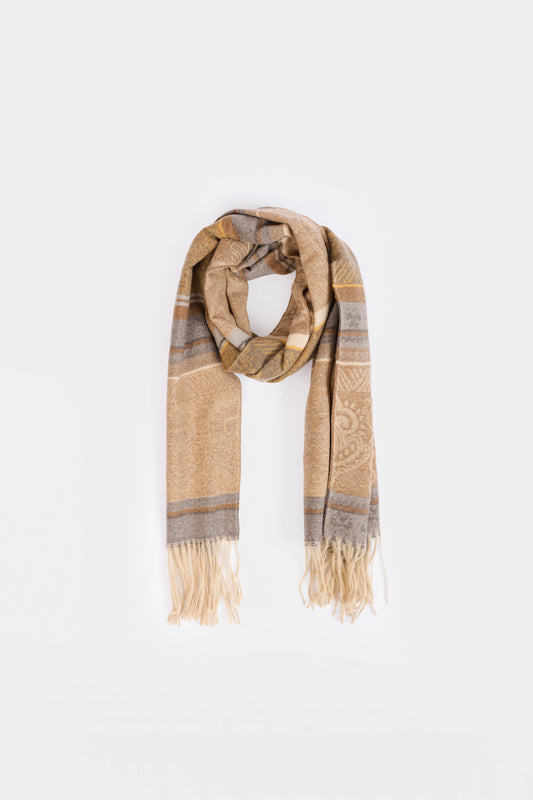 Patterned Shawl With Tonal Fringes - Cougar Clothing