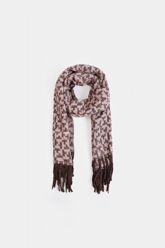 Patterned Fringed Knit Shawl