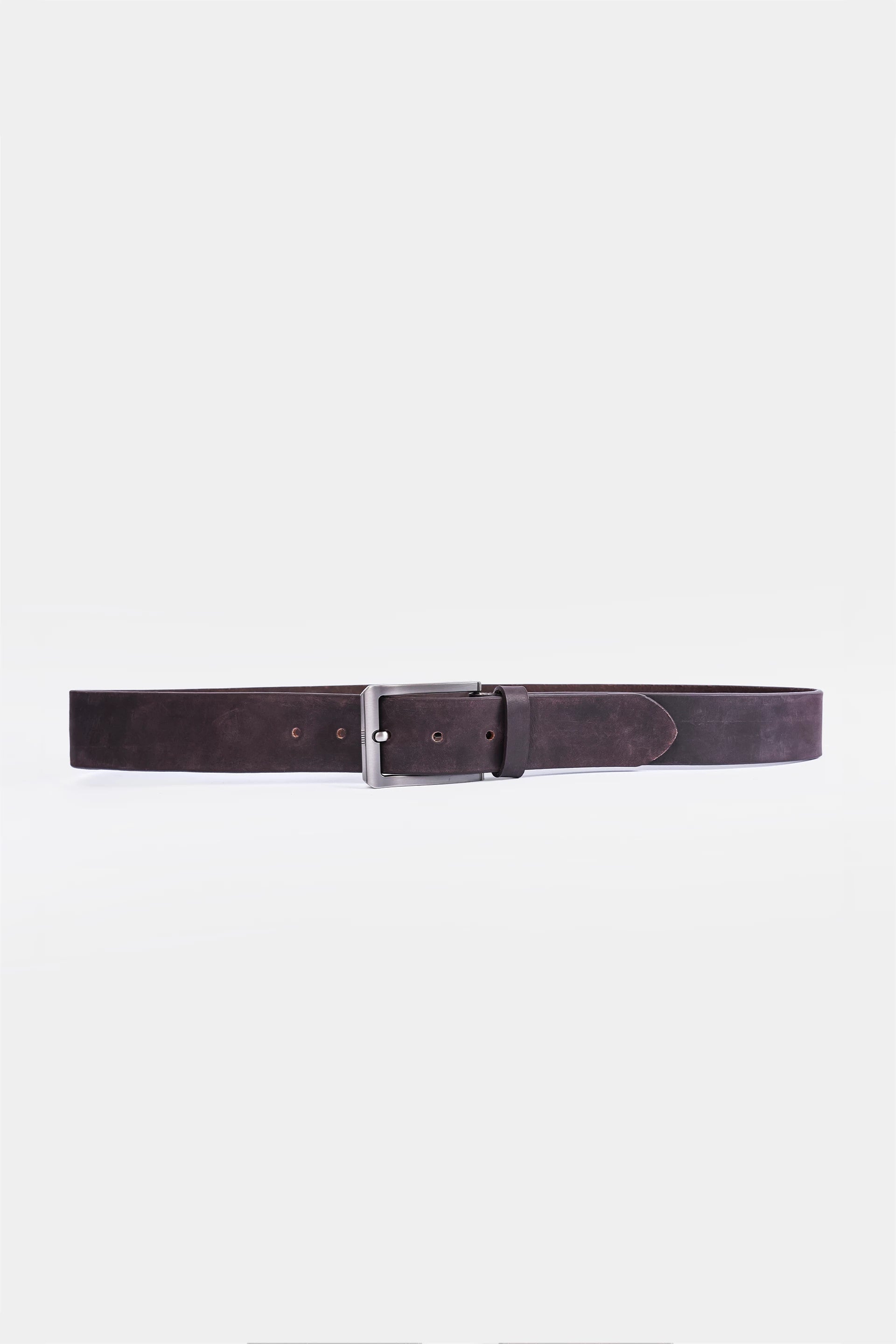 Basic Leather Belt With Silver Tone Buckle - Cougar Clothing