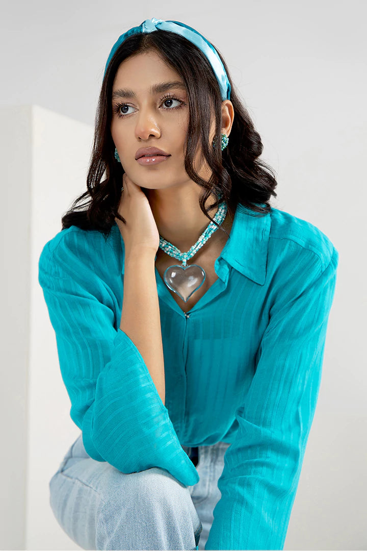 Ferozi Spread Collar Lining Top
