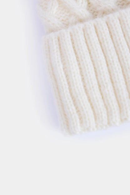 Criss-Cross Knit Pom-Pom Beanie - Cougar Clothing