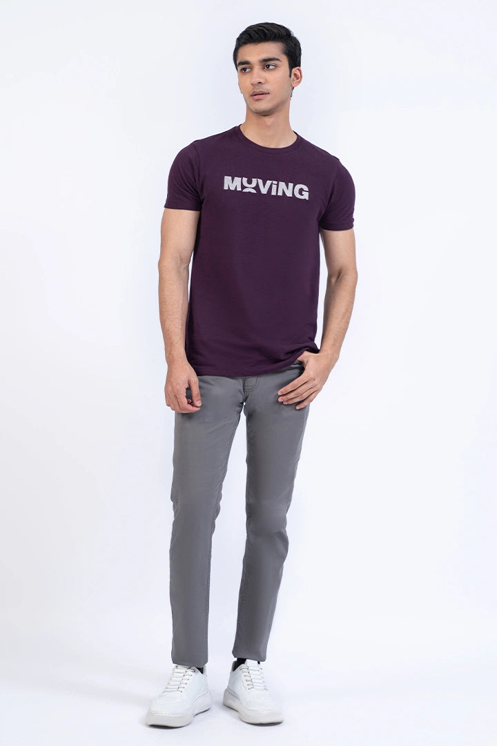 Purple Regular Fit Scripted T-Shirt