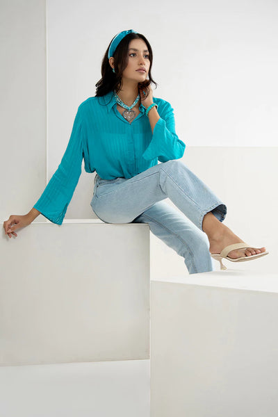Ferozi Spread Collar Lining Top