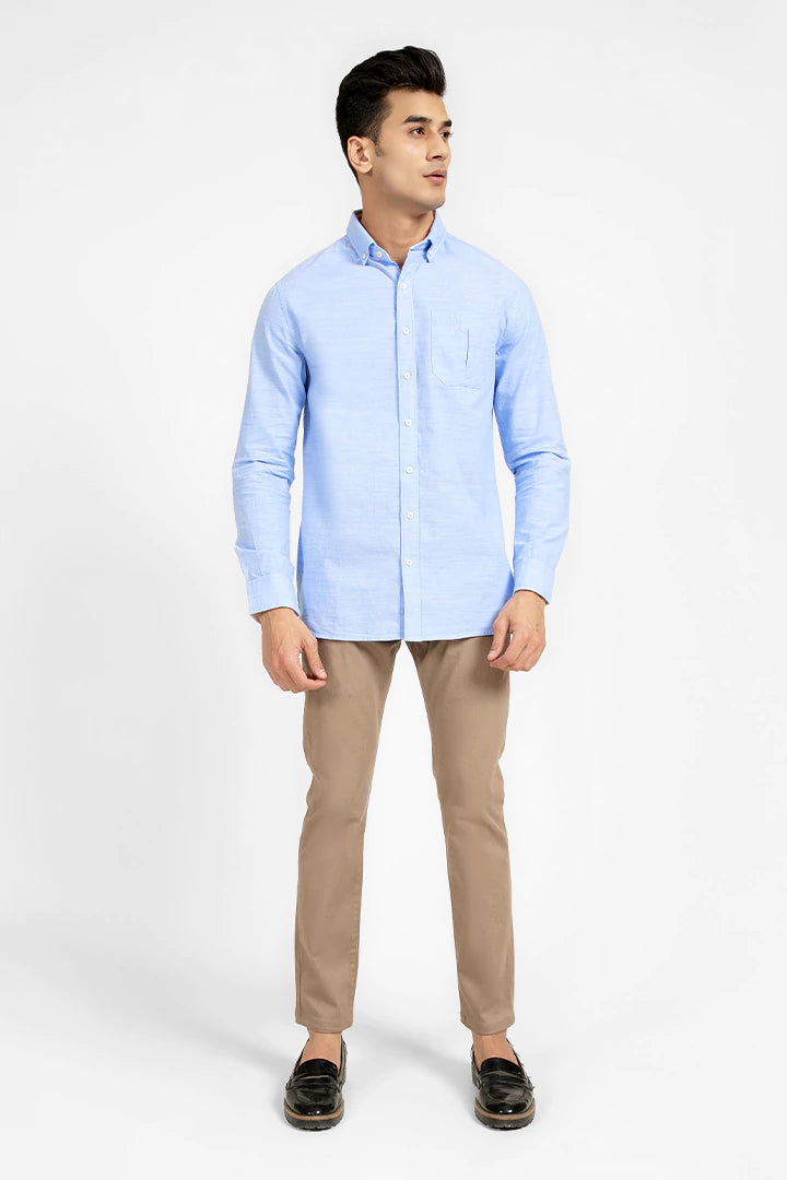 Sky Blue Single Pocket Casual Shirt
