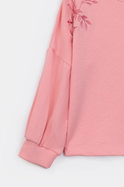 Balloon Sleeved Embroidered Sweatshirt - Cougar Clothing