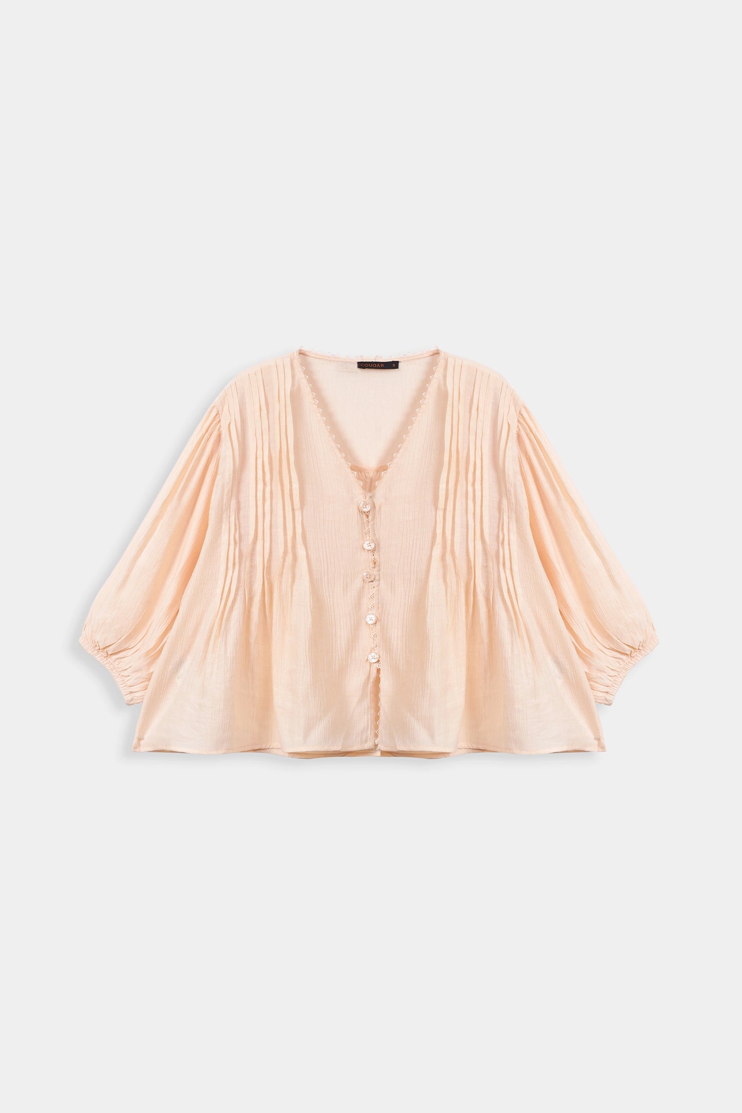 Pleated Lace Trim Top - Cougar Clothing