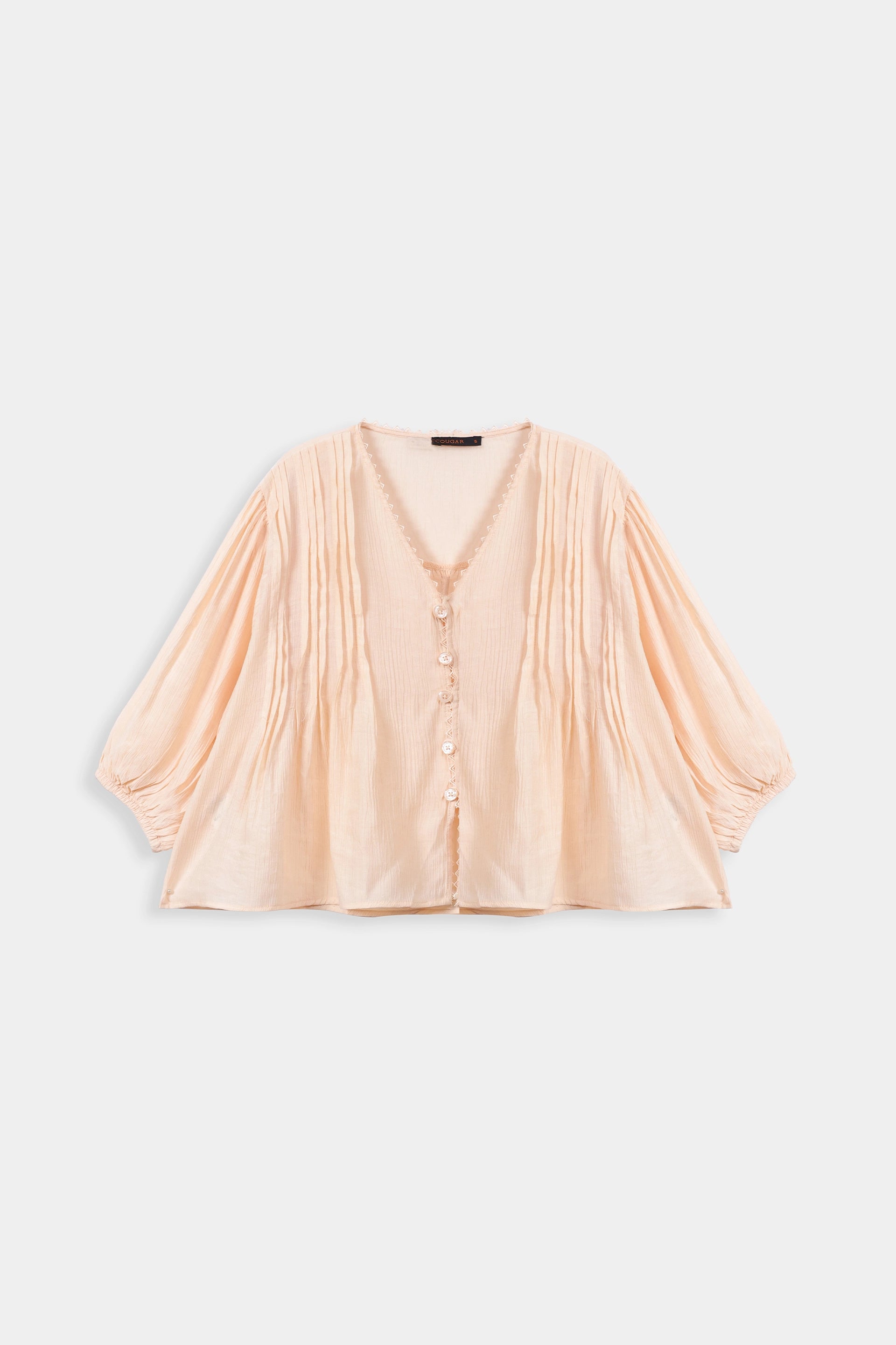 Pleated Lace Trim Top - Cougar Clothing