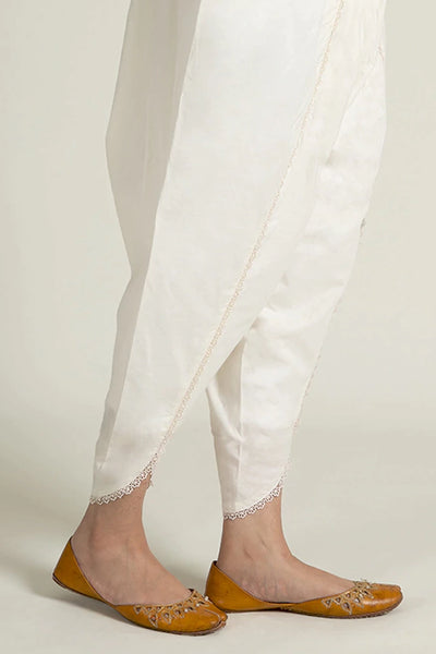 Cream White Laced Tulip Shalwar