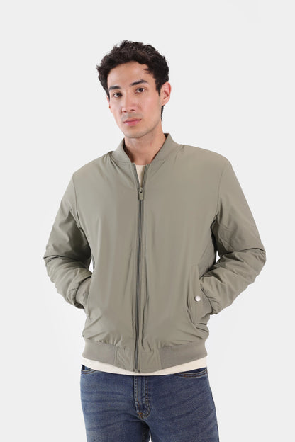 Bomber Jacket With Tonal Zip - Cougar Clothing