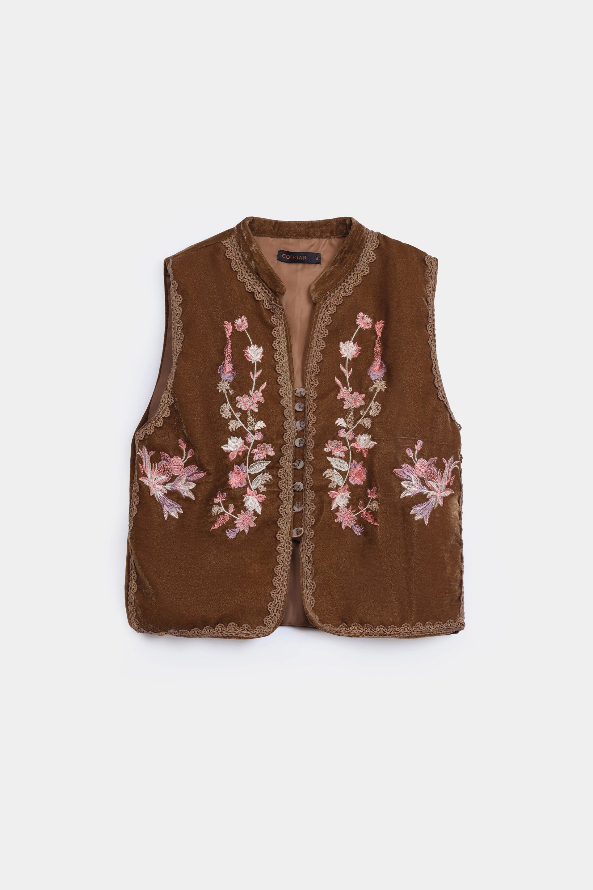 Embroidered Velvet Vest - Cougar Clothing