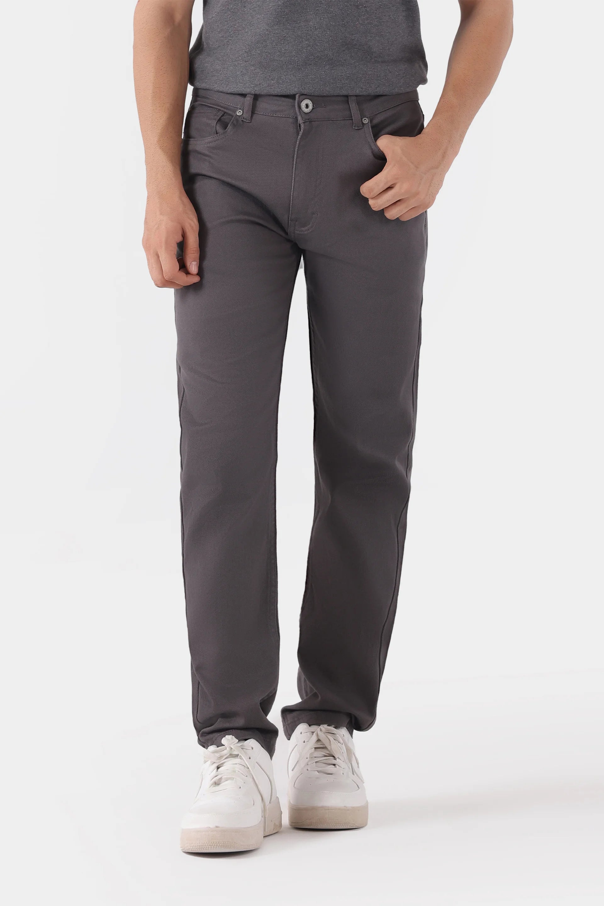 Shop Grey Slim Fit 5 Pocket Pants