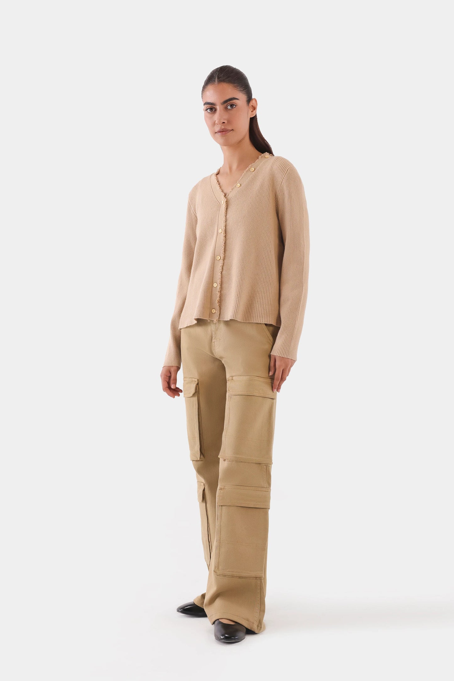 Frayed Placket Cardigan