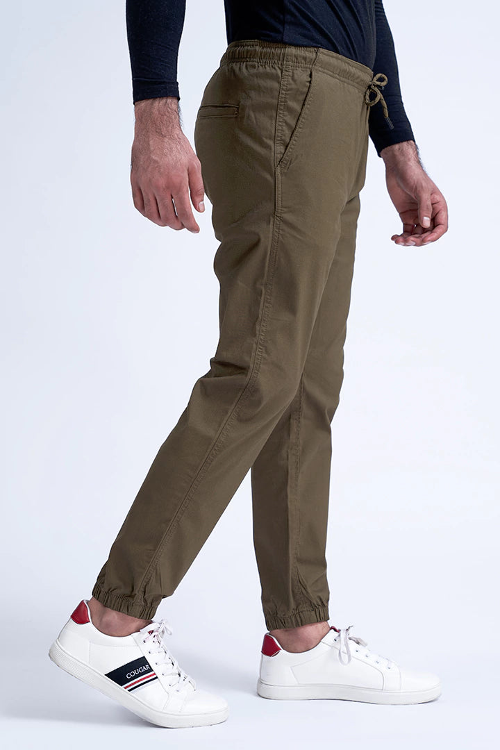 Olive Slim Fit Woven Jogger Pants