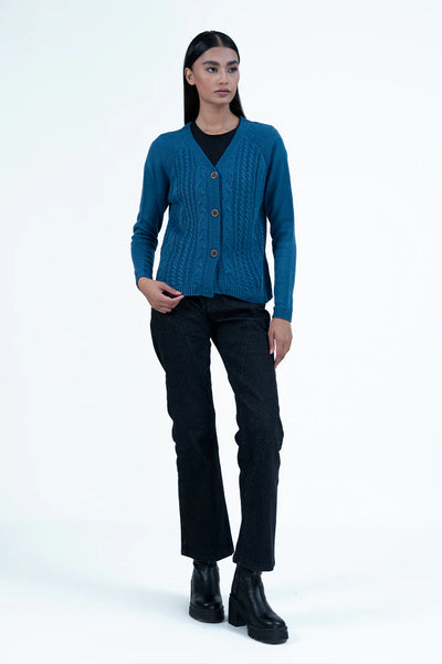 Turkish Blue Button Down Cardigan