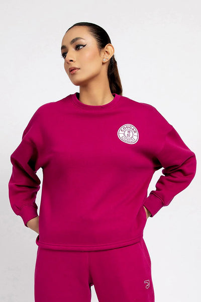 Magenta Crew Neck Oversized Sweatshirt