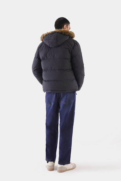 Faux Fur Quilted Puffer Jacket