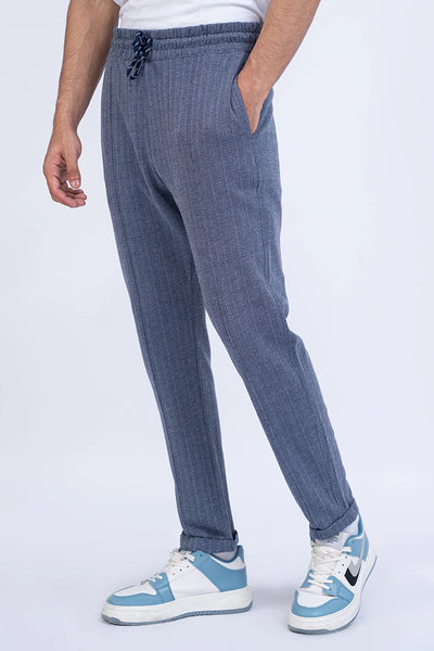 Navy Slim Fit Knitted Trousers