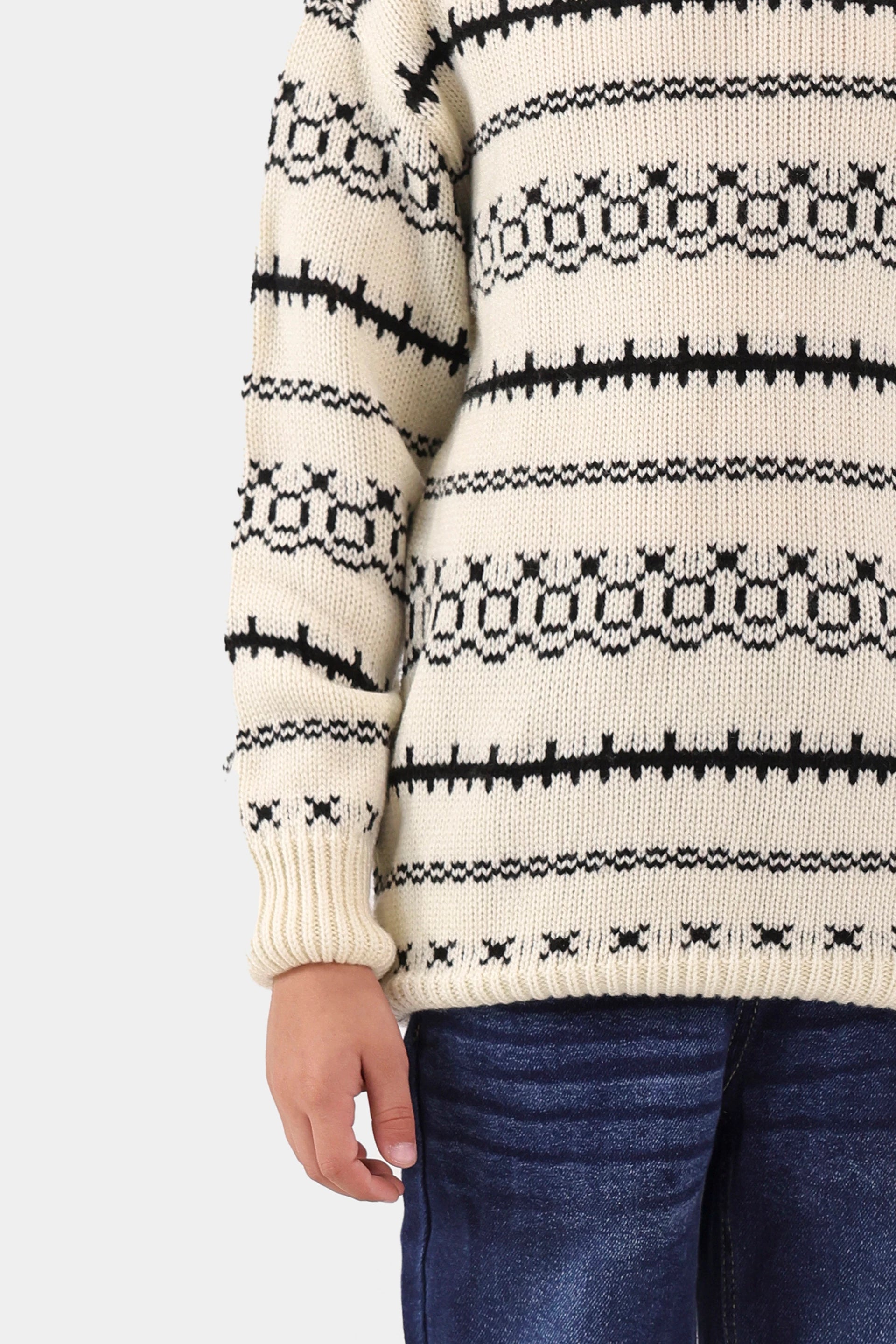 Contrast Pattern Knit Sweater - Cougar Clothing