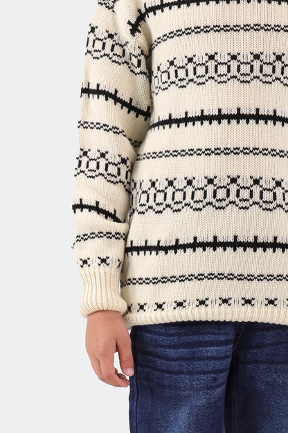 Contrast Pattern Knit Sweater - Cougar Clothing