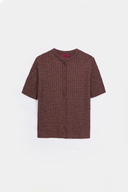Cable Knit Short Sleeved Cardigan