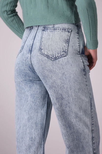 Straight Fit Acid Wash Jeans - Cougar Clothing