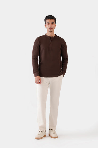 Waffle Knit Henley T-Shirt - Cougar Clothing