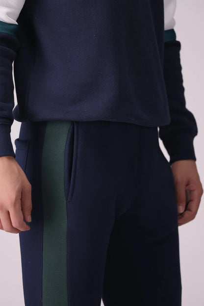 Knitted Jogger Pants With Half Stripe - Cougar Clothing