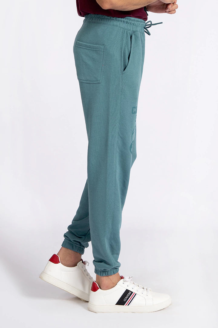 Teal Scripted Relax Fit Joggers