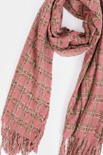 Contrast Check Pattern Knitted Shawl - Cougar Clothing