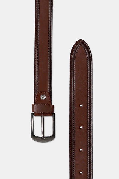 Red Contrast Border Leather Belt