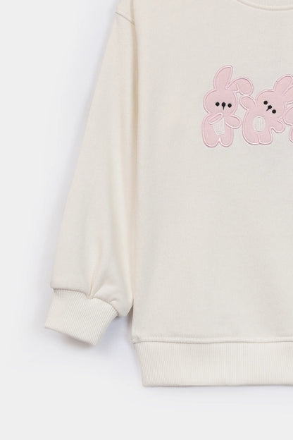 Terry Sweatshirt With Bunny Appliques - Cougar Clothing