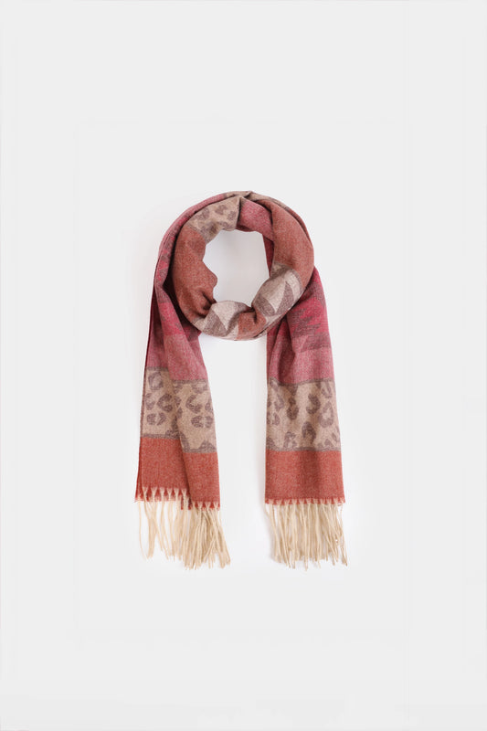 Contrast Pattern Knitted Shawl